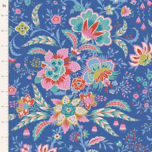Tilda Patchwork Stoff Baumwolle - Bloomsville Late Bloomer Sapphire